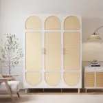 Marmo natural wood wardrobe with rattan