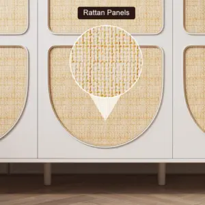 ⁦Marmo natural wood wardrobe with rattan⁩ - الصورة ⁦3⁩