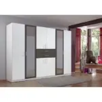 Diver natural wood wardrobe with mirror