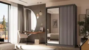 ⁦Lamelo natural wood wardrobe with mirror⁩ - الصورة ⁦4⁩