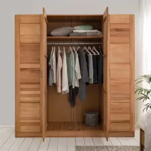 ⁦Landvetter natural wood wardrobe with mirror⁩ - الصورة ⁦5⁩