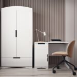 Dovo Classic Study Desk with Drawer and Natural Wood Cabinet