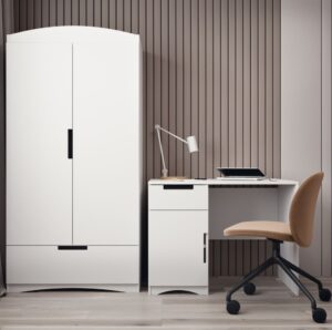 Dovo Classic Study Desk with Drawer and Natural Wood Cabinet