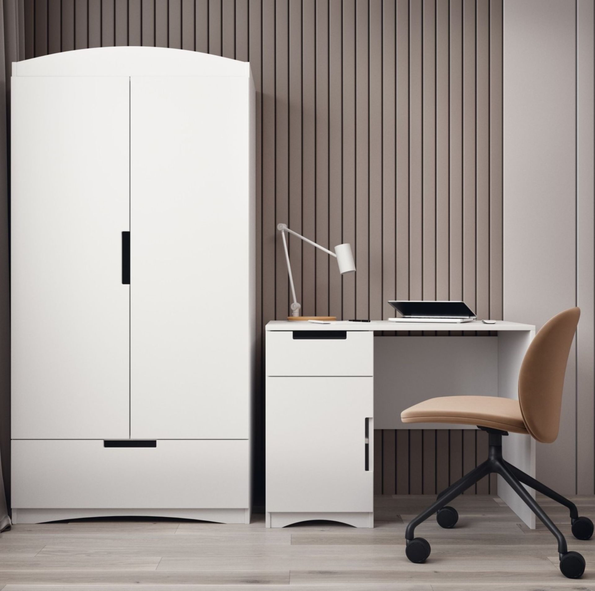 دوڤو مكتب دراسة كلاسيكي بدرج وخزانة خشب طبيعى