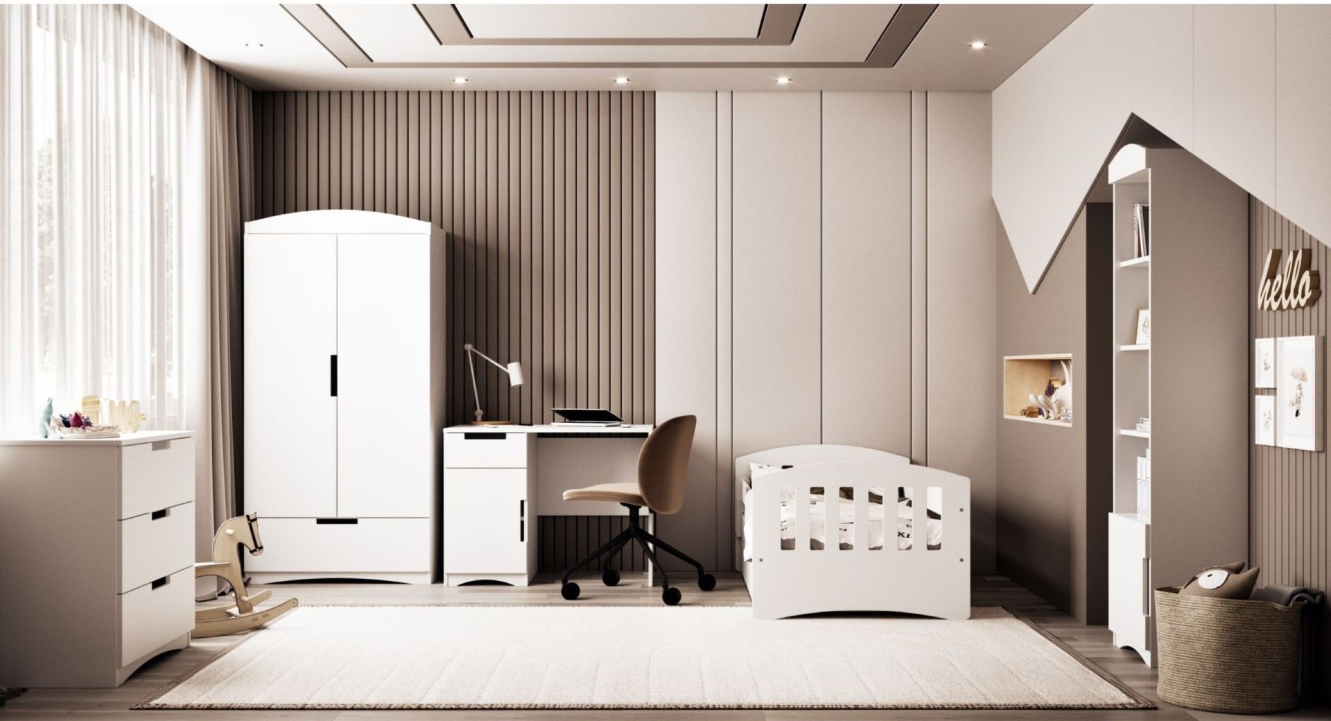 دوڤو مكتب دراسة كلاسيكي بدرج وخزانة خشب طبيعى - الصورة 6