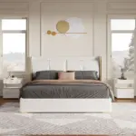 Serenzo modern bed, natural wood