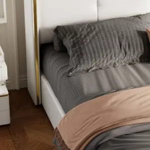 ⁦Serenzo modern bed, natural wood⁩ - الصورة ⁦11⁩