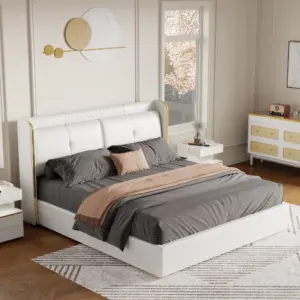 ⁦Serenzo modern bed, natural wood⁩ - الصورة ⁦3⁩
