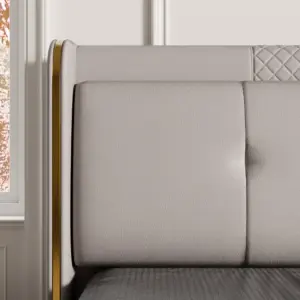 ⁦Serenzo modern bed, natural wood⁩ - الصورة ⁦6⁩