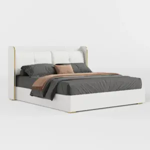 ⁦Serenzo modern bed, natural wood⁩ - الصورة ⁦7⁩