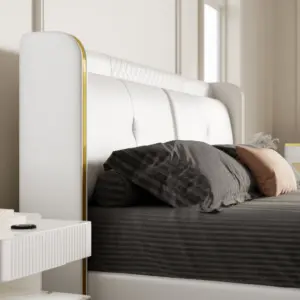 ⁦Serenzo modern bed, natural wood⁩ - الصورة ⁦8⁩