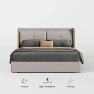 ⁦Serenzo modern bed, natural wood⁩ - الصورة ⁦9⁩