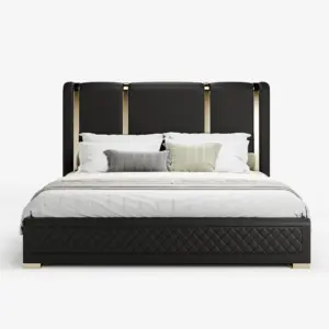 ⁦Black and Gold Lux ​​King Bed⁩ - الصورة ⁦3⁩