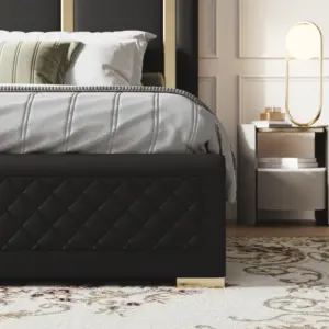 ⁦Black and Gold Lux ​​King Bed⁩ - الصورة ⁦4⁩