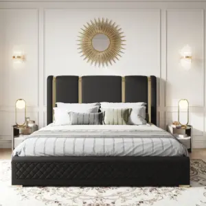 ⁦Black and Gold Lux ​​King Bed⁩ - الصورة ⁦5⁩