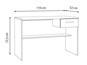 ⁦Modern office desk with drawer and lower shelf, natural wood⁩ - الصورة ⁦6⁩