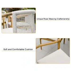 ⁦Solana Natural Wood Outdoor Dining Set⁩ - الصورة ⁦9⁩