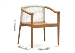 ⁦Solana Natural Wood Outdoor Dining Set⁩ - الصورة ⁦10⁩