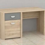 Ceylon modern office desk with two drawers, natural wood