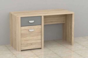 Ceylon modern office desk with two drawers, natural wood