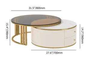 ⁦Celeste Round Coffee Table and TV Stand Set in Natural Wood⁩ - الصورة ⁦13⁩