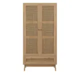 Celine Rattan Two-Door Wardrobe with Drawer