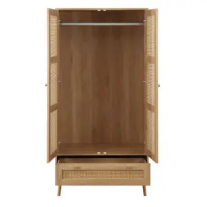 ⁦Celine Rattan Two-Door Wardrobe with Drawer⁩ - الصورة ⁦4⁩