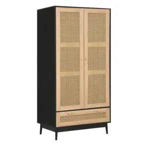 ⁦Celine Rattan Two-Door Wardrobe with Drawer⁩ - الصورة ⁦6⁩