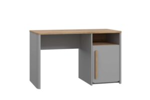 ⁦Sina modern office desk with storage door and open shelf, natural wood⁩ - الصورة ⁦4⁩