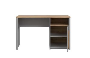 ⁦Sina modern office desk with storage door and open shelf, natural wood⁩ - الصورة ⁦5⁩