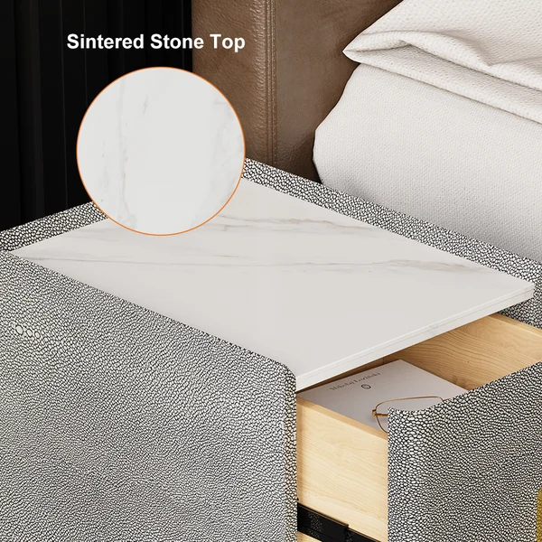 إنارو طاولة غرفة نوم حديثة أرجل ذهبي 2 درج - الصورة 12