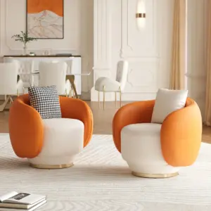 ⁦Aurelie set: curved sofa and two chairs with a stylish modern design and swivel base⁩ - الصورة ⁦7⁩