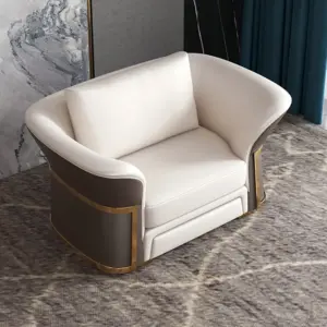 ⁦Avalin sofa and two armchair set with a luxurious modern design and elegant gold details.⁩ - الصورة ⁦5⁩
