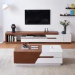 Reiki table set, TV unit and coffee table made of natural wood