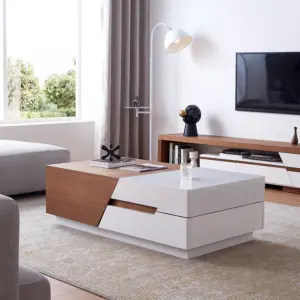 ⁦Reiki table set, TV unit and coffee table made of natural wood⁩ - الصورة ⁦10⁩