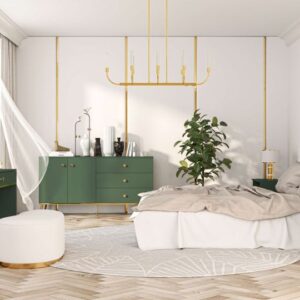 طقم غرفة نوم أوريليا من الخشب الطبيعي بلمسات نحاسية