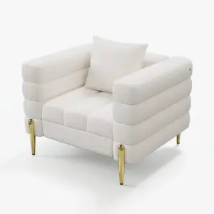 ⁦Lumiar set: three-seater sofa and two chairs with gold metal legs⁩ - الصورة ⁦13⁩