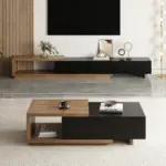 Media Mauro set in natural wood and black