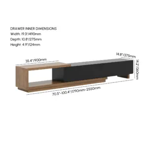 ⁦Media Mauro set in natural wood and black⁩ - الصورة ⁦15⁩