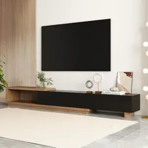 ⁦Media Mauro set in natural wood and black⁩ - الصورة ⁦5⁩