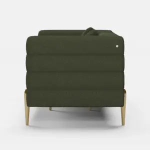 ⁦Verdi set: Two sofas with a modern design, made of natural wood and elegant gold legs.⁩ - الصورة ⁦10⁩