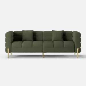 ⁦Verdi set: Two sofas with a modern design, made of natural wood and elegant gold legs.⁩ - الصورة ⁦9⁩