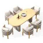 Two-piece outdoor dining set in natural wood