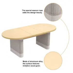 ⁦Two-piece outdoor dining set in natural wood⁩ - الصورة ⁦4⁩