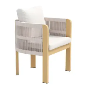 ⁦Two-piece outdoor dining set in natural wood⁩ - الصورة ⁦5⁩