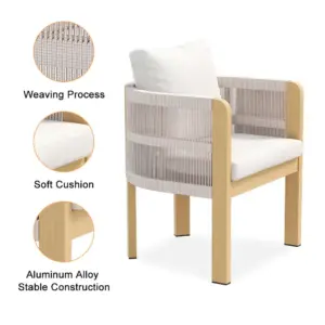 ⁦Two-piece outdoor dining set in natural wood⁩ - الصورة ⁦6⁩