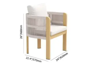 ⁦Two-piece outdoor dining set in natural wood⁩ - الصورة ⁦10⁩