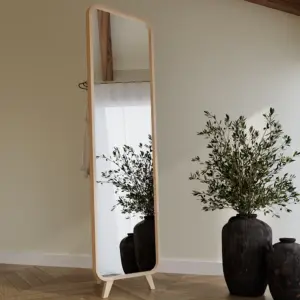 ⁦Fedrodis full mirror with wooden base and stand⁩ - الصورة ⁦12⁩