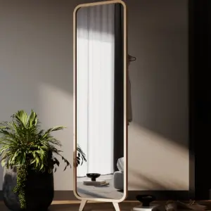 ⁦Fedrodis full mirror with wooden base and stand⁩ - الصورة ⁦3⁩