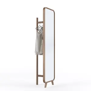 ⁦Fedrodis full mirror with wooden base and stand⁩ - الصورة ⁦4⁩